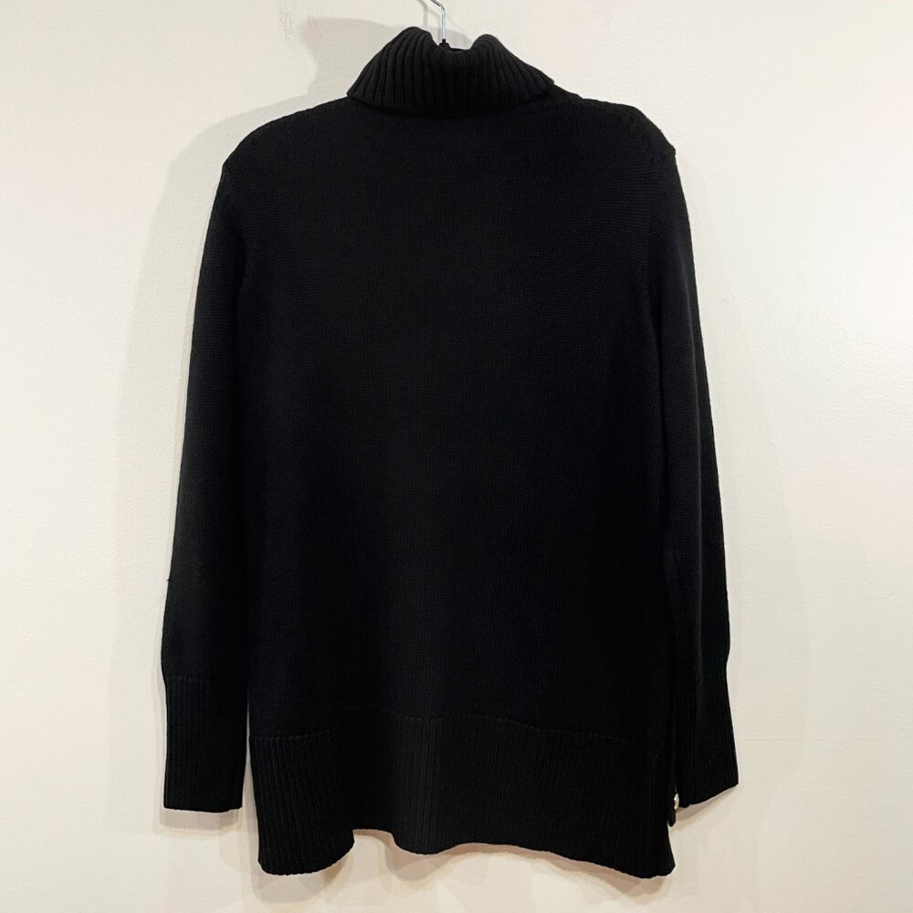 Last Chance! New Tnuck Sophia 100% Wool Gold Button Turtleneck Black Small $298 - Picture 5 of 11